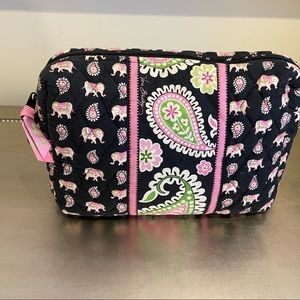 Retired Vera Bradley Pink Elephant Large Cosmetic Makeup Bag
